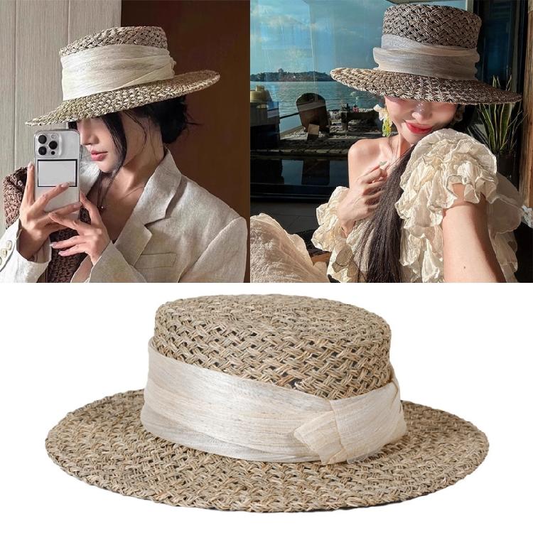 Women's Ribbon Victorian Hat Natural Paper Straw Adjustable Band Breathable Design Beach Gardening Hat