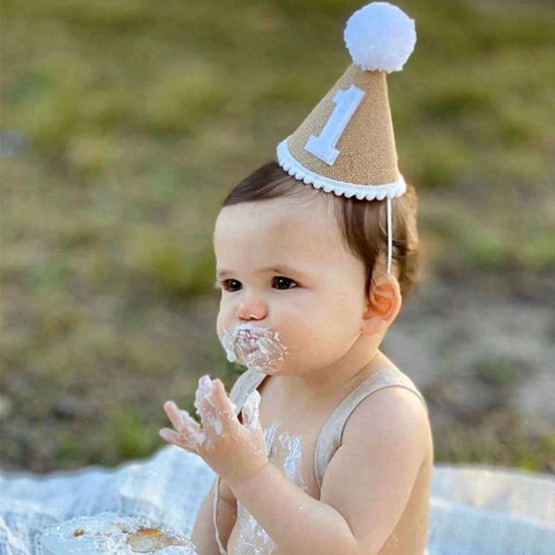 Ins Crown Happy Birthday Hat for Kids Durable Felt Fabric Celebration Headband Decorations Baby Birthday Wedding Party Supplies