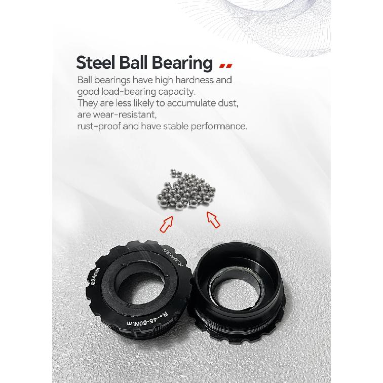 SENICX T47 85.5mm Bottom Bracket Fit for 24mm Crankset Waterproof Steel Bearings for Bicycle Thread Central Movement Road Bike