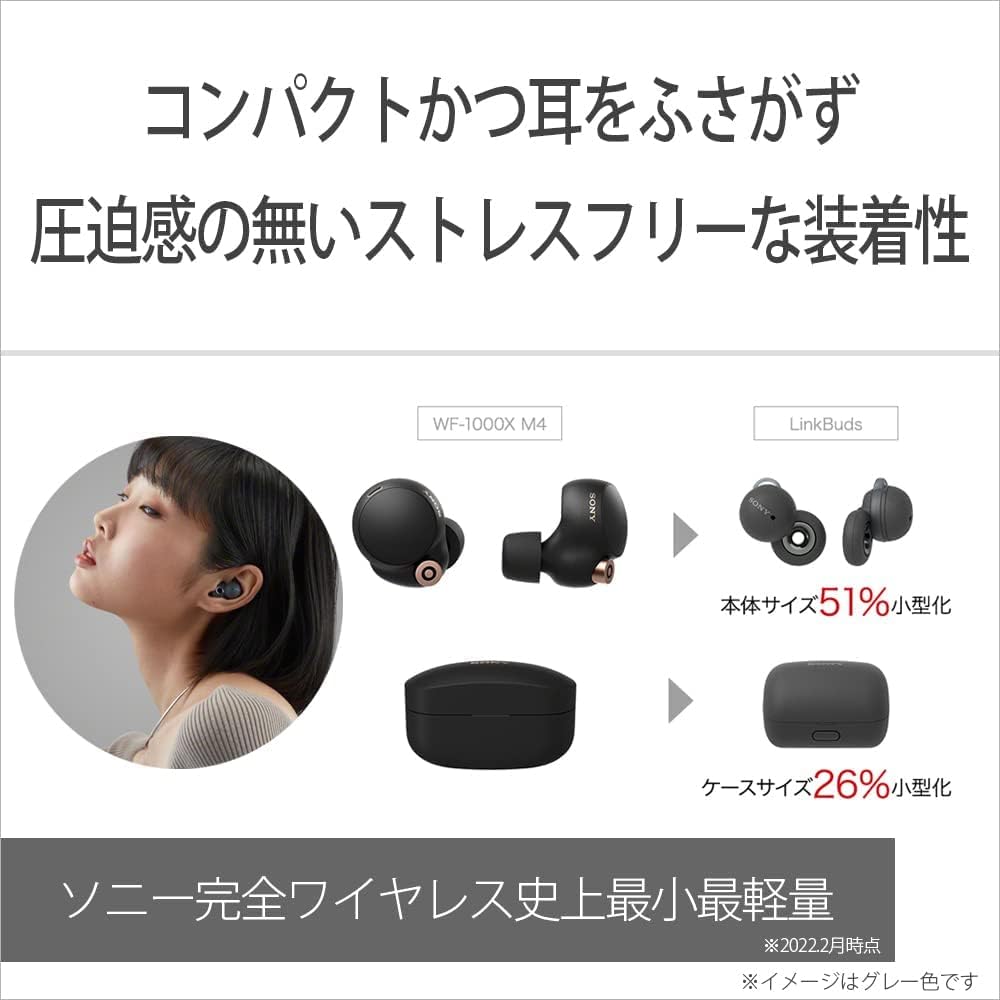 Sony LinkBuds: True Wireless Earphones / Small and Lightweight (4.1 grams) / Fully Open Style for Constant Wear / Microphone for Calls / 12mm Driver /