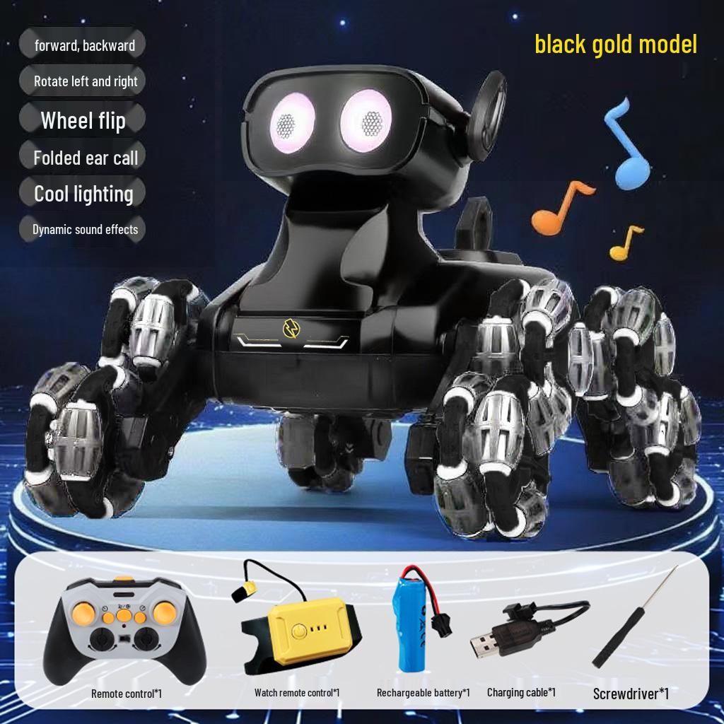 Kids' Remote Control Robot Dog Toy: Intelligent Electric Stunt Car with Eight Wheels