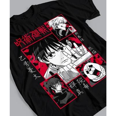 Chainsaw Man Manga Panel Grafisk T-shirt, Denji Motorsåg Form & Makima Kraftfullt Öga Illustration Tee, Unisex Mjuk Casual Topp, Anime Streetwear