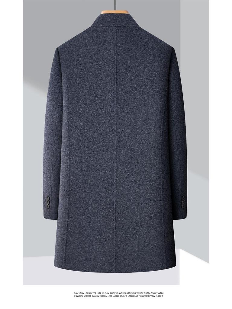 Men's Winter Wool Coat with Mink Fur Collar and Down Liner