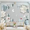 3D Embossed Ball Flowers Striped Wall Mural TV Background Wallpaper for Bedroom Living Room Modern Home Decor