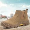 Herren Freizeit Stahlkappen Arbeitssicherheitsschuhe Rindsuedeleder Schweißschuhe Arbeiter Sicherheit Chelsea Stiefeletten sicheres Schuhwerk