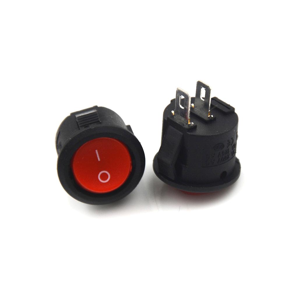 

10Pcs/lot Small Round Boat Rocker Switches Black Mini Round Red 2 Pin ON-OFF Rocker Switch 16mm Diameter