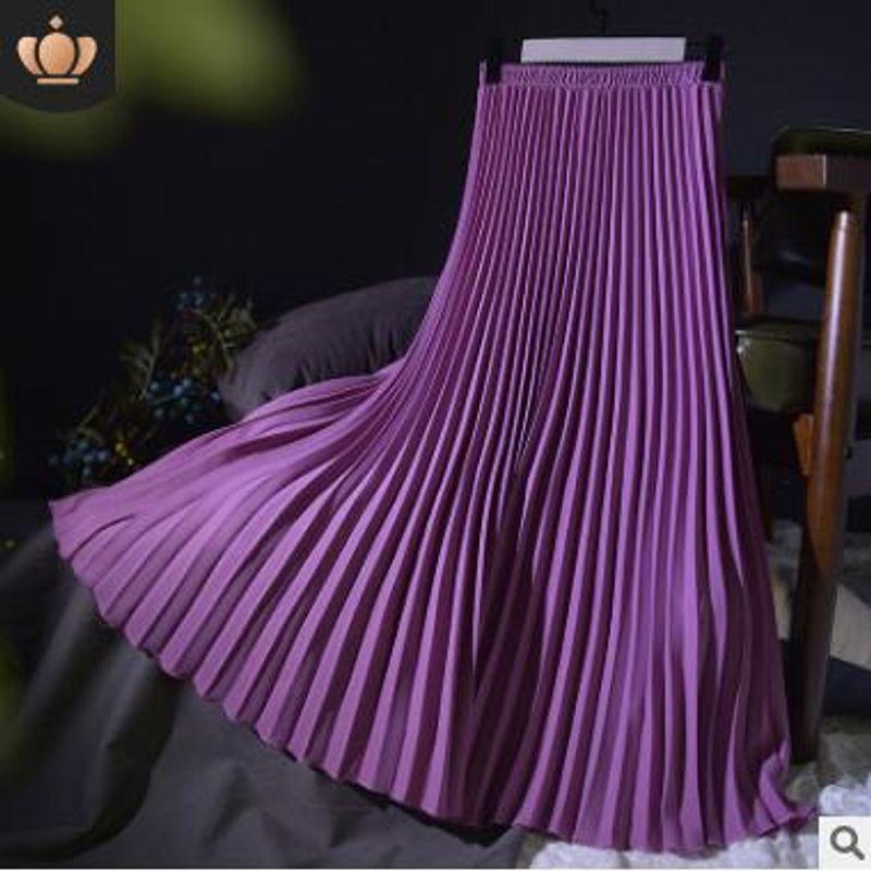 

Pleated Skirt Chiffon Skirt Large Swing Dress New Arrival Fashion Plus Size A- line Mid Length Long Length Half Length Elegant Sauce purple Length 90cm