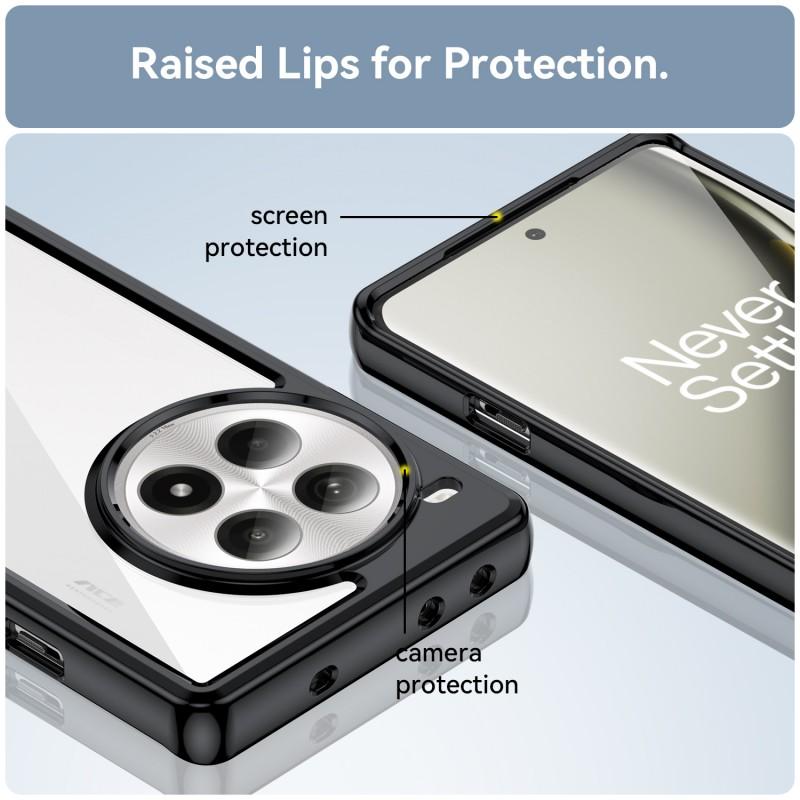 Für OnePlus Ace 3 Pro 5G Handyhülle WANLONFENG XC Serie TPU Acryl Hülle mit gehärtetem Glas (Großes Linsenloch)