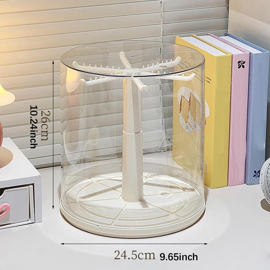 Rotating Clear Display Case for Doll Keychains Stackable Organizer Display Stand for Desktop Office Cabinet Home Countertop