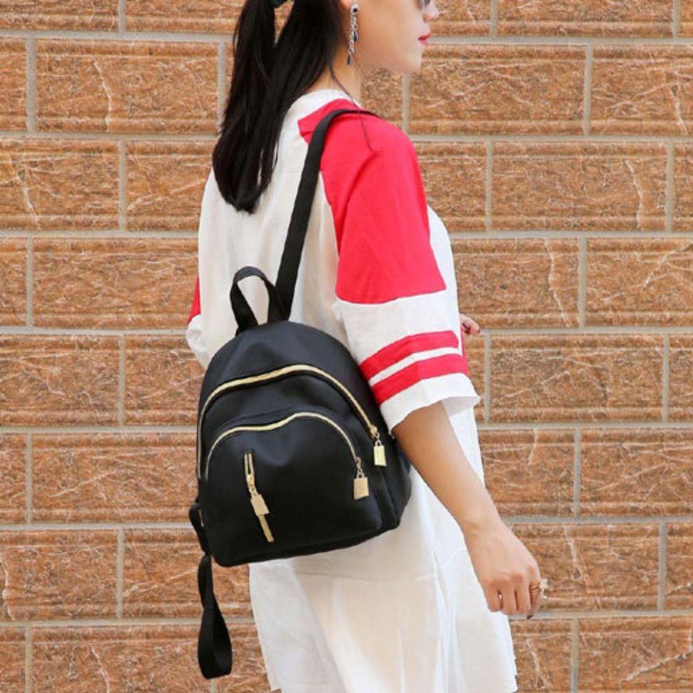 Simple Black Large Capacity Backpacks Women Waterproof Bag Solid Harajuku Schoolbag Oxford Backpack Unisex Bag