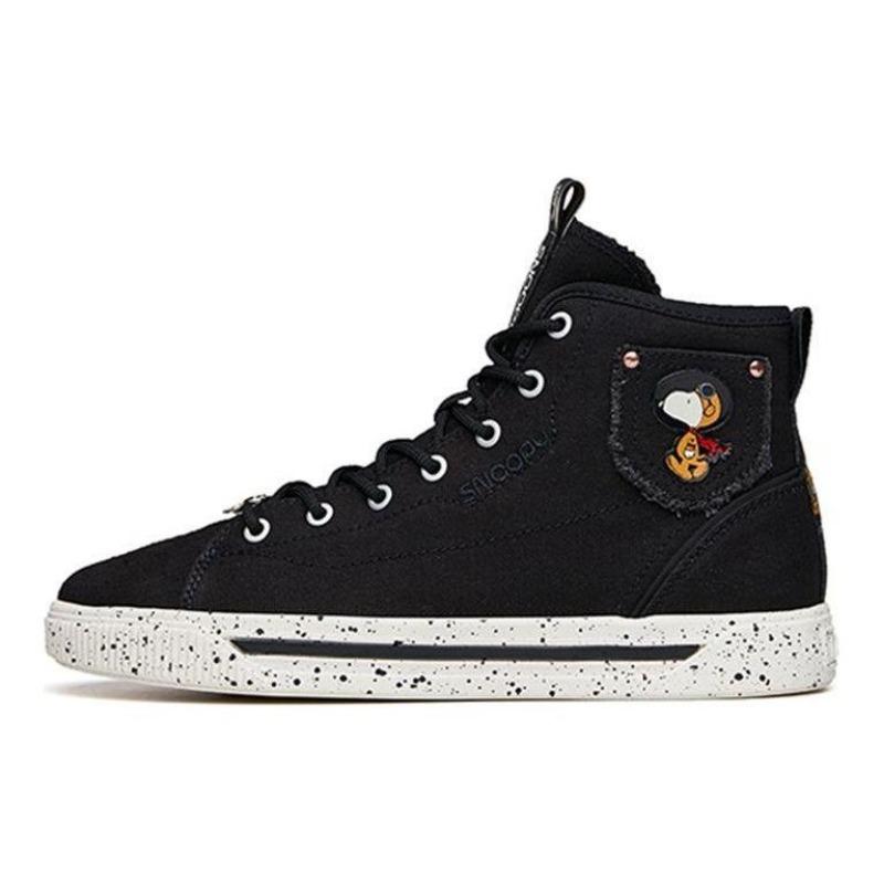 Anta Snoopy X Zapatillas de Skate Lona Caña Alta Zapatillas Mujer Negro 922138604-2