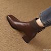 Retro fashionable versatile thick heel square toe short boots women autumn winter high heels elegant simple warm wowomen shoes