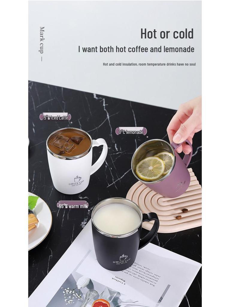 Isolierter Kaffeebecher aus 304 Edelstahl mit Deckel - Doppelschichtig, tragbar, farbiger Becher für Büro- oder Außengebrauch.