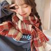 Korean Christmas Style Double-Sided Plaid Imitation Cashmere Scarf - Warm & Retro for Autumn/Winter.