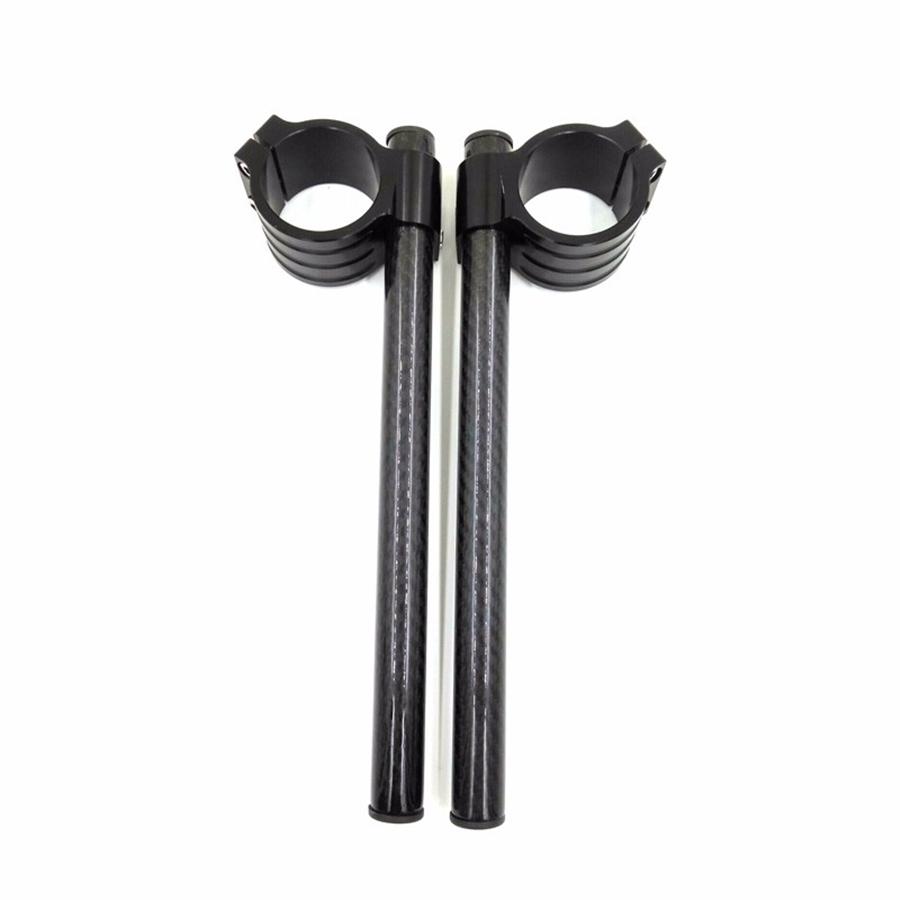 100% Real Carbon Fiber Clip-On Motorcycle 7/8" Handlebars 35mm Fork Tube For Cafe Racer Universal