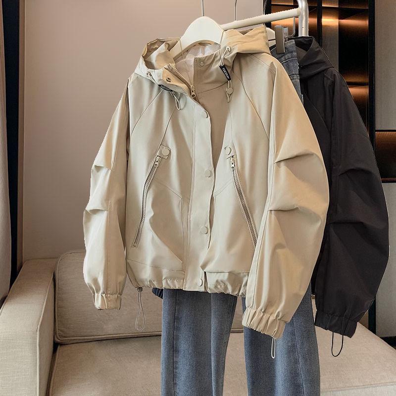 

Plus Size European American Style Hooded Windproof Trench Coat for Women - Slimming, Loose Fit, Spring/Autumn M (80-105 jin)