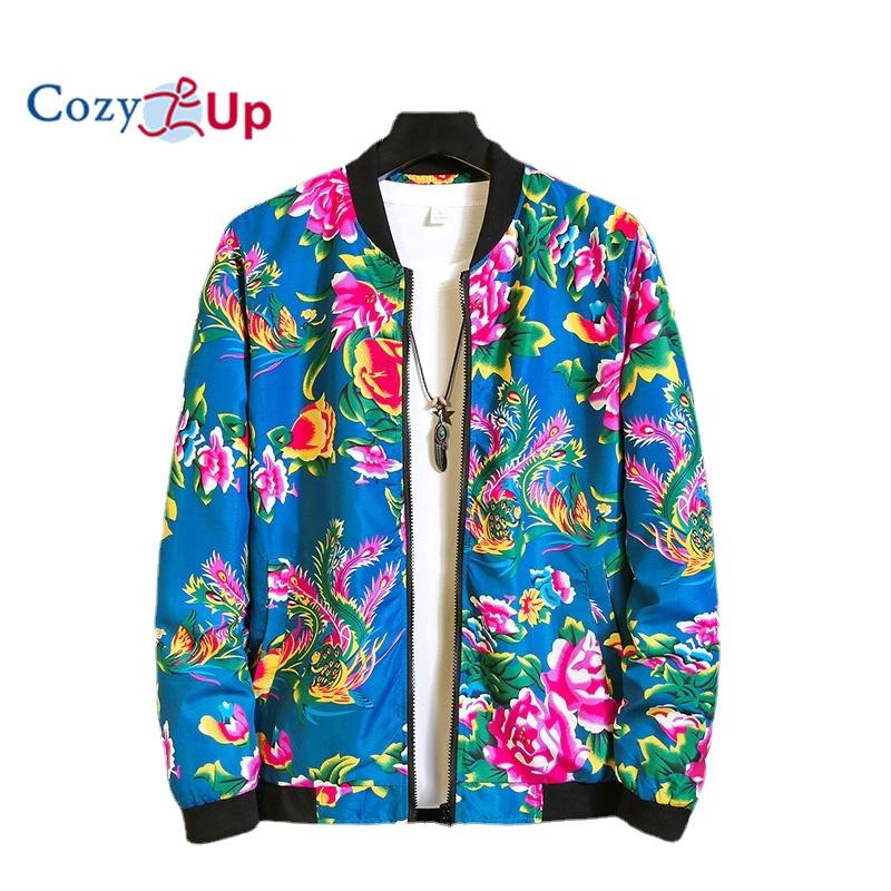 Cozy Up Men's Baseball Collar Lightweight Printed Jacket