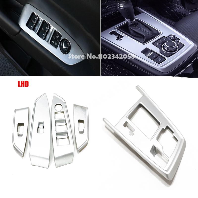 LHD RHD For Mazda CX8 CX-8 2017- ABS BLACK Inner Window Lift Switch Button Panel Cover Trim Gear Shift Panel Accessories