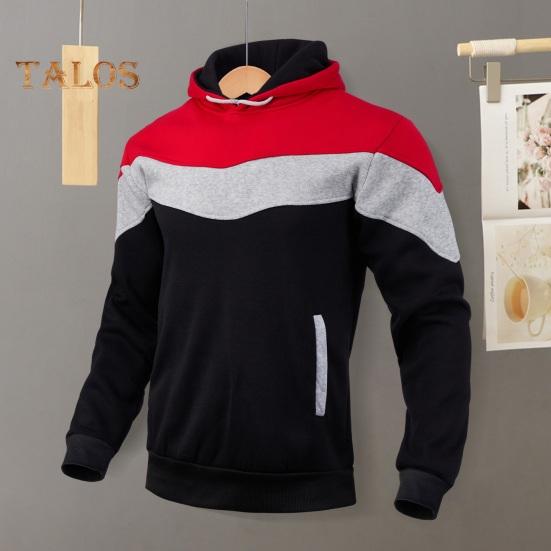 Herren Kapuzenpullover Herbst Winter Colorblock Kordelzug Dicker Plüsch Lange Ärmel Große Tasche Mit Kapuze Retro Dünn Locker Alltagskleidung Lässiges Sporttop
