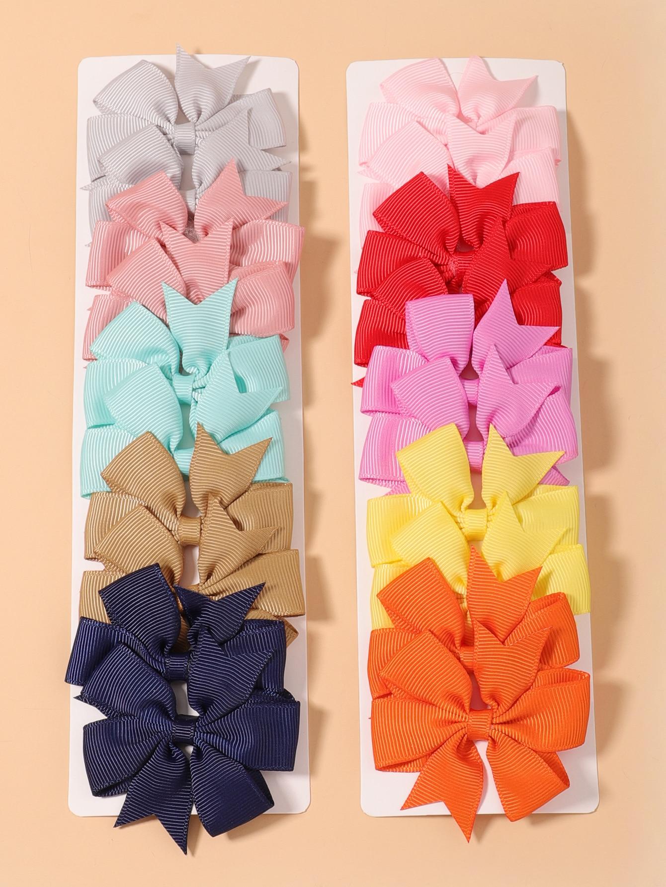 

20Pcs/set 2.5inch Cheers Bow Hair Clip for Kids Girls Solid Color Ribbon Pinwheel Toddler Hairpins Headwear Hair Accessories
