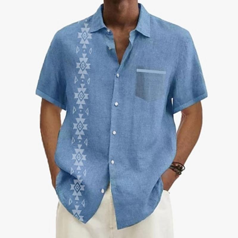 

Summer Spring Collared Shirts Button Up Pocket 3D Print S