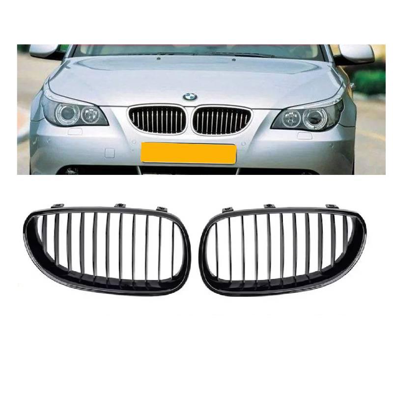 Front Bumper Chrome Diamonds Style Hood Grilles For BMW 5-Series E60 E61 M5 325i 2004-2009 Single Line Style Slat Grilles