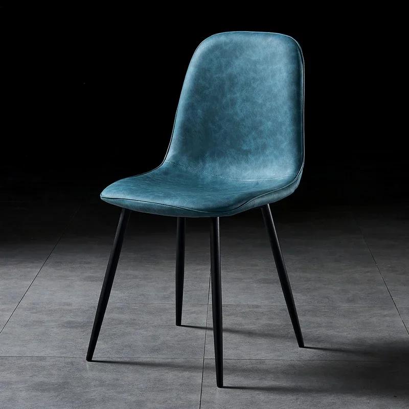 Faux Leather Dining Chairs Metal Legs Kitchen Seating Charlton Brown Upholstered Side Chairs Elegant Room Arrangement