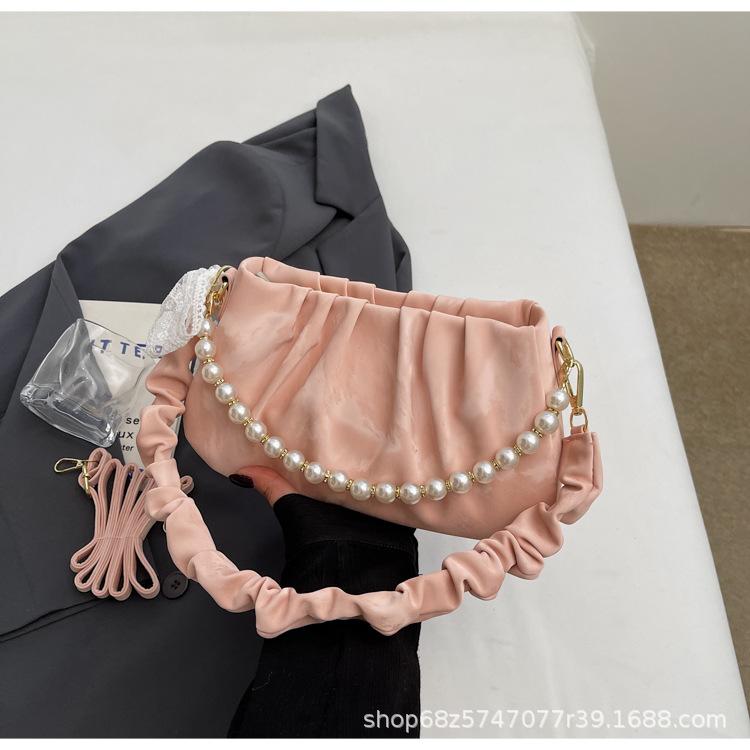 French Niche Bag Women's 2025 New Summer Fashion Shoulder Messenger Bag Pleated Women's Bag Portable Small Square Bag