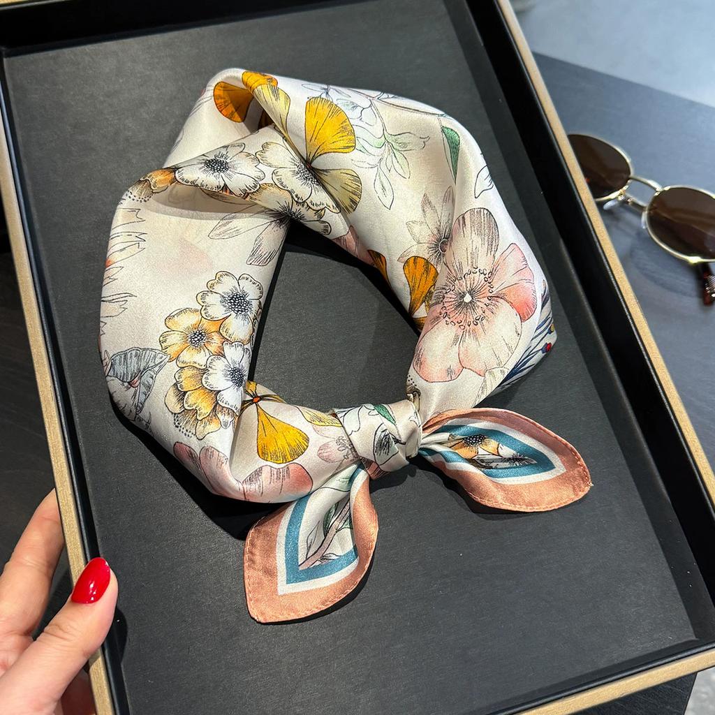 New 100% Natural Real Silk Scarf Women Bandana Square Scarves Wrap Kerchief Mulberry Fashion Luxury High Quality Hijab Sjaal