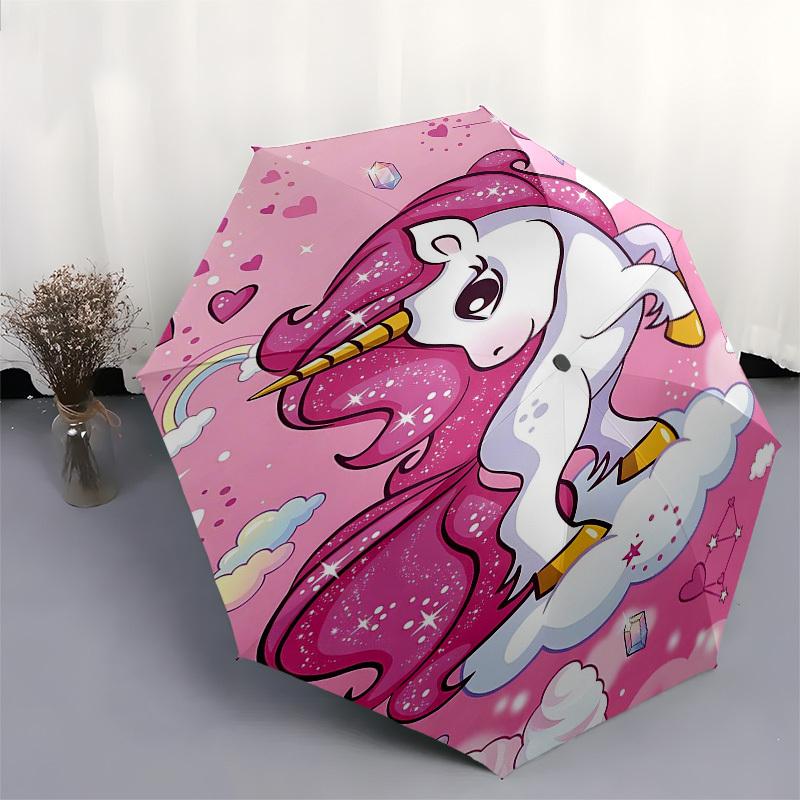 1PC Unicorn Clouds Umbrella-8-Rib Reinforced, Automatic Open, Lightweight & Durable, Fashion Accessory for Outdoor, Beach L0398