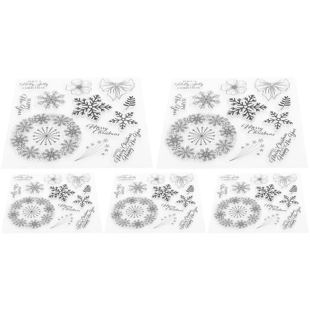 5 Stück Weihnachts-Silikon-Stempel in Schneeflockenform, handgefertigtes Dekorationszubehör