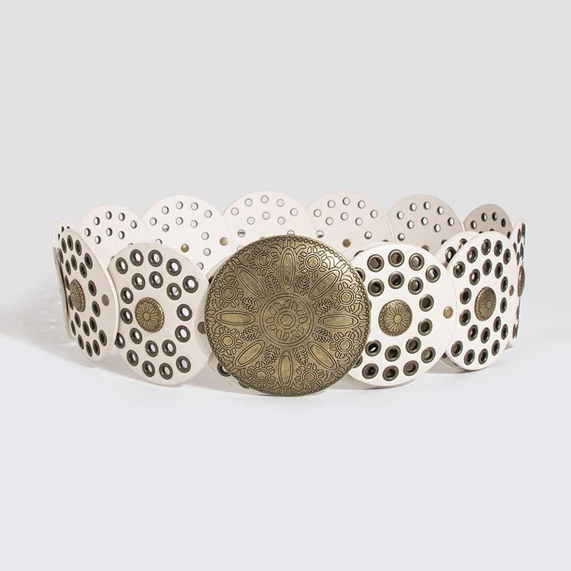 Breiter Vintage-Punk-Gürtel mit Nieten-Ösen-Beschlägen für modische Streetwear