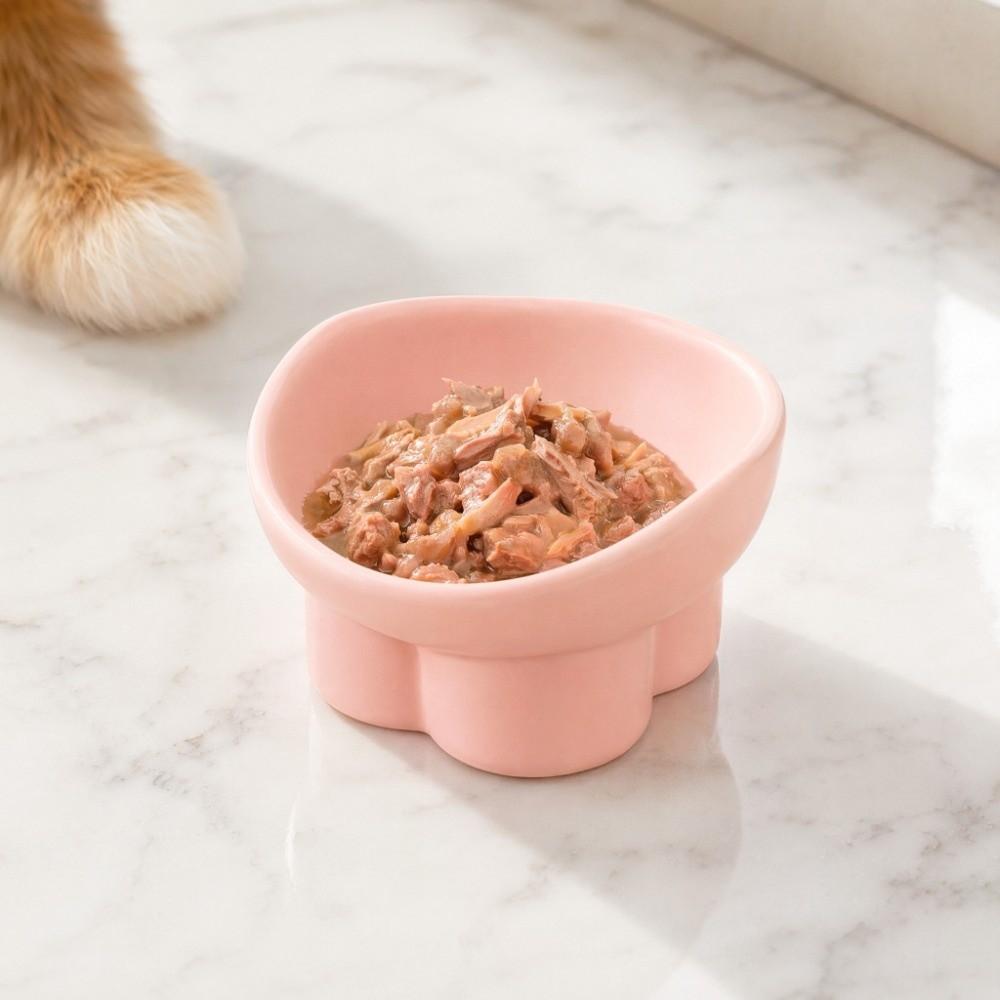 Large Diameter Neck Protection Bowl Anti-knock High Foot Bowl Easy Clean Water Bowl Wet Dry Food