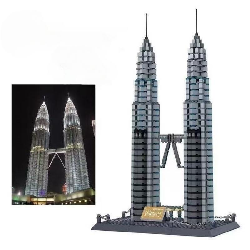 Professional Fishing Unisex Kids 1158Pcs Kuala Lumpur Petronas Twin Towers Building Blocks Famous City Architecture Children Assembled Bricks Toys Gift