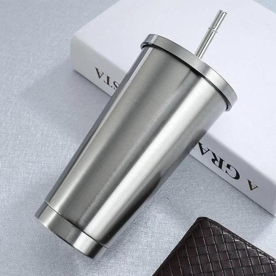 New Large Capacity Office Coffee Cup 304 Stainless Steel Straw Cup Portable Home Cooling Insulation Cups Covered Travel Car Cups