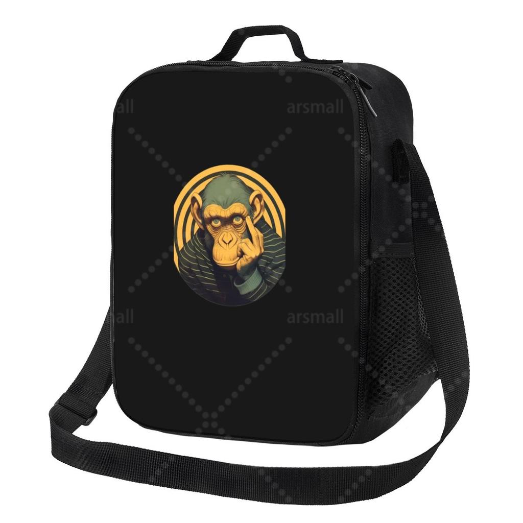 Disappointed Monkey Lunch Bag with Adjustable Shoulder Strap Reusable Thermal Bento Tote for Work Picnic Beach
