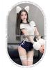 Japanese Pure Desire Women's Sexy Lingerie Cosplay Set with Open Crotch and Quick-Release Gymnastics Suit