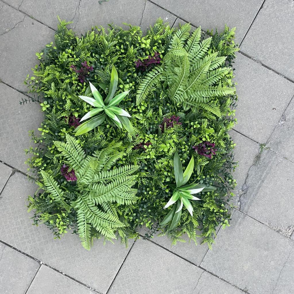 50×50cm Artificial Green Plant Wall - Plastic Vertical Garden, Fake Flower Wall, Synthetic Turf Background