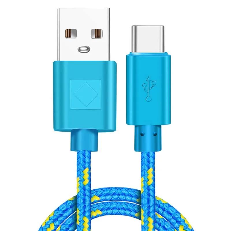 1M/2M/3M Nylon Woven Type-C Data Cable 3A Fast Charging USB-A Cord Charger For Samsung Xiaomi Huawei Phone Charger Wire