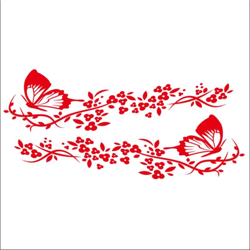 Flying Butterfly Flower Car Stickers Waterproof Auto Body Styling Decor Decals Window Vinyl Sticker Car Exterior Accessories
