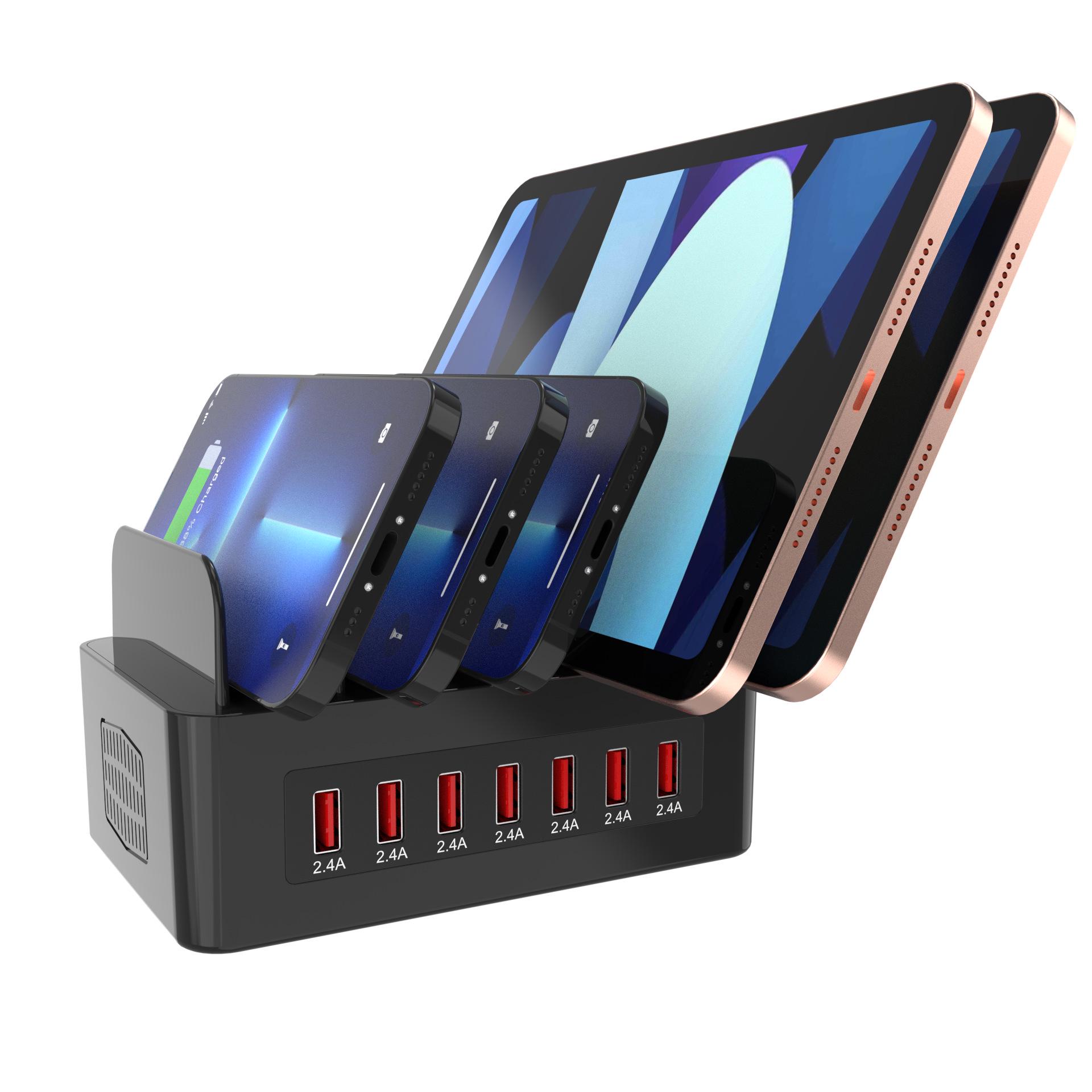 16-Port 150W High Power Fast Charger Strip, 5V/2A Multi-Device Charging Station Black US Standard
