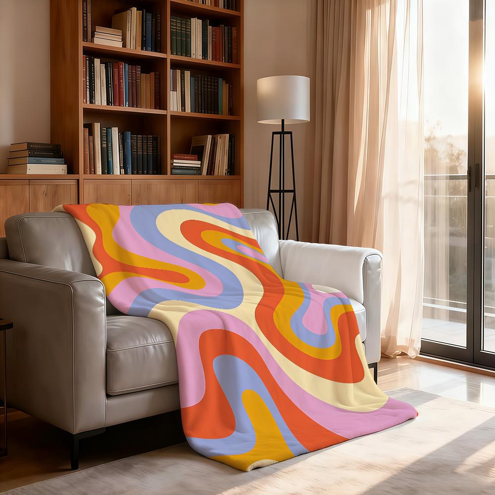 Fashion design colorful wave pattern wavy Blanket Soft Throw Blanket for Home Bedroom Bed Sofa Picnic Travel Office Blanket Gift