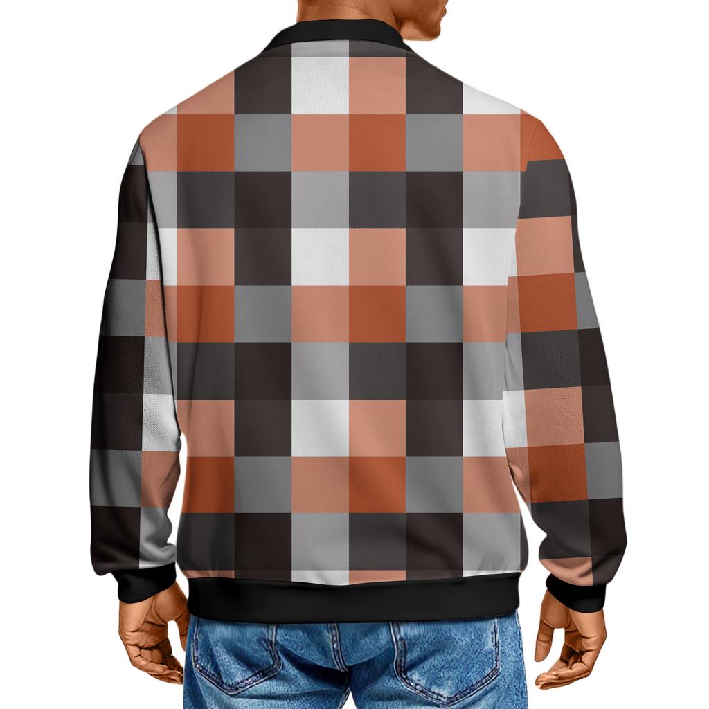 Herren Freizeitmode Bedrucktes Revers Langarm Gestricktes Unterziehshirt Top