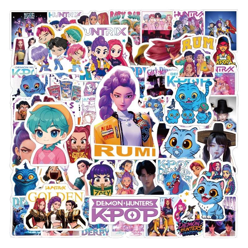 

100 KPOP Devil Hunter themed stickers with waterproof gloss cartoon film suitable for phone cases, laptops, DIY decorations