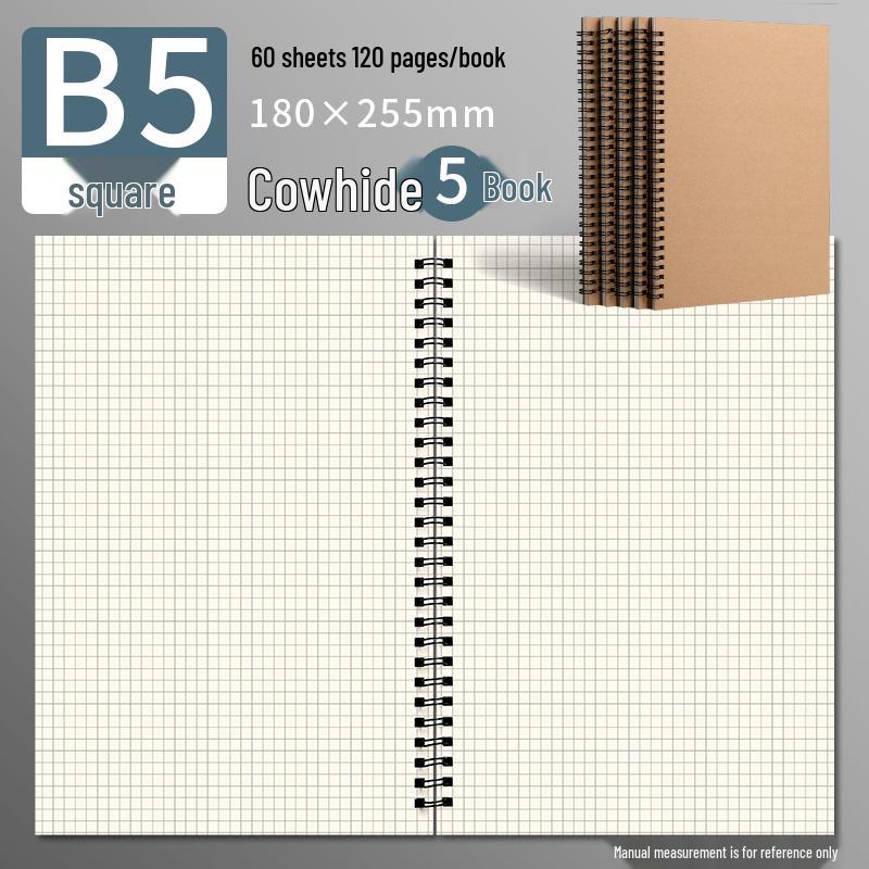 Minimalist Thickened Coil Notebook - B5/A5 Cowhide Softcover with Lined Pages