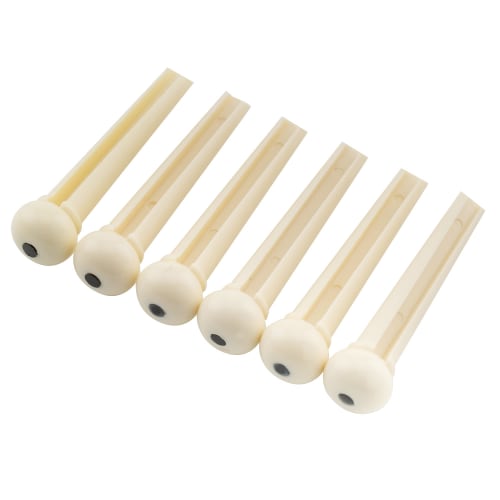 Musiclily Plastic Acoustic Guitar Bridge Pins, Ivory/Black Dot (Pack of 6)