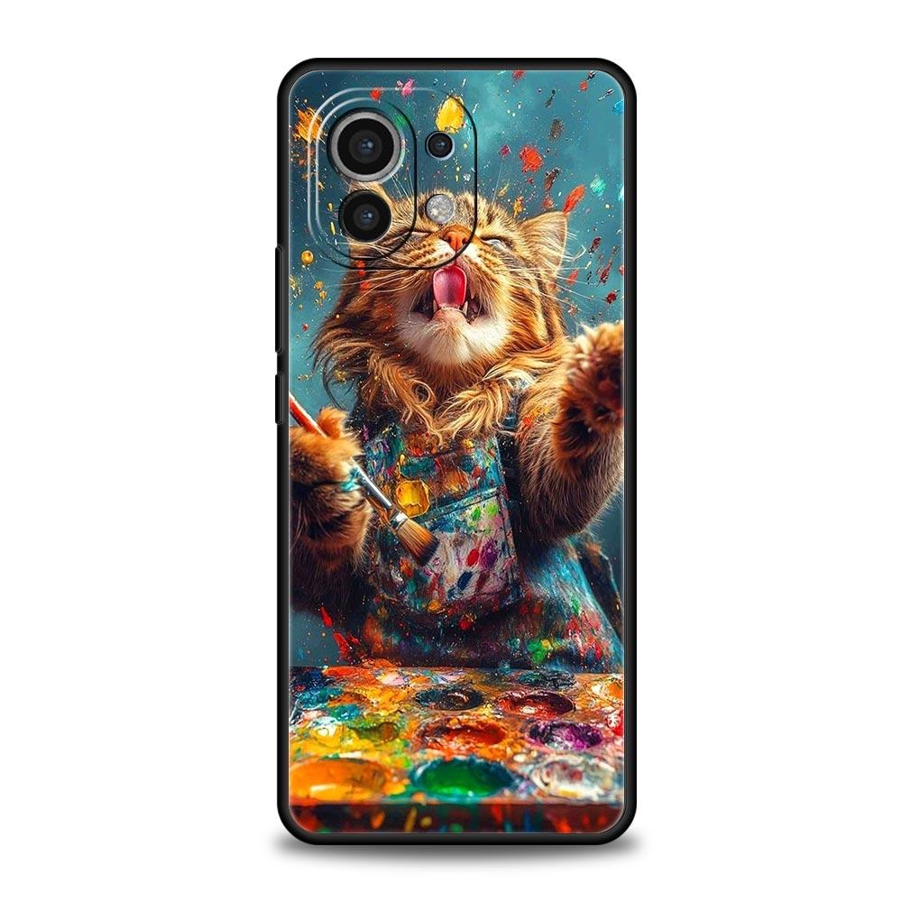 Cute Cat Phone Case Cover for Xiaomi Mi 17 15 14 13 12 11 Ultra 15T 14T 13T 12T 11T Pro Lite 5G Soft TPU Shell Fundas Capas Bags