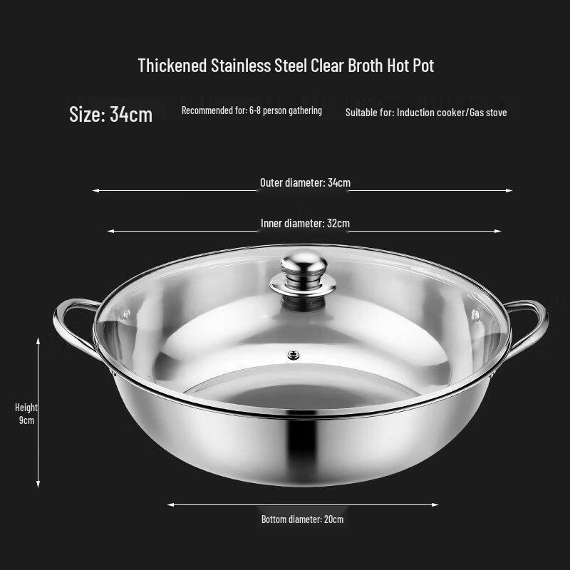 

ZLIII Stainless Steel Hot Pot with Glass Lid