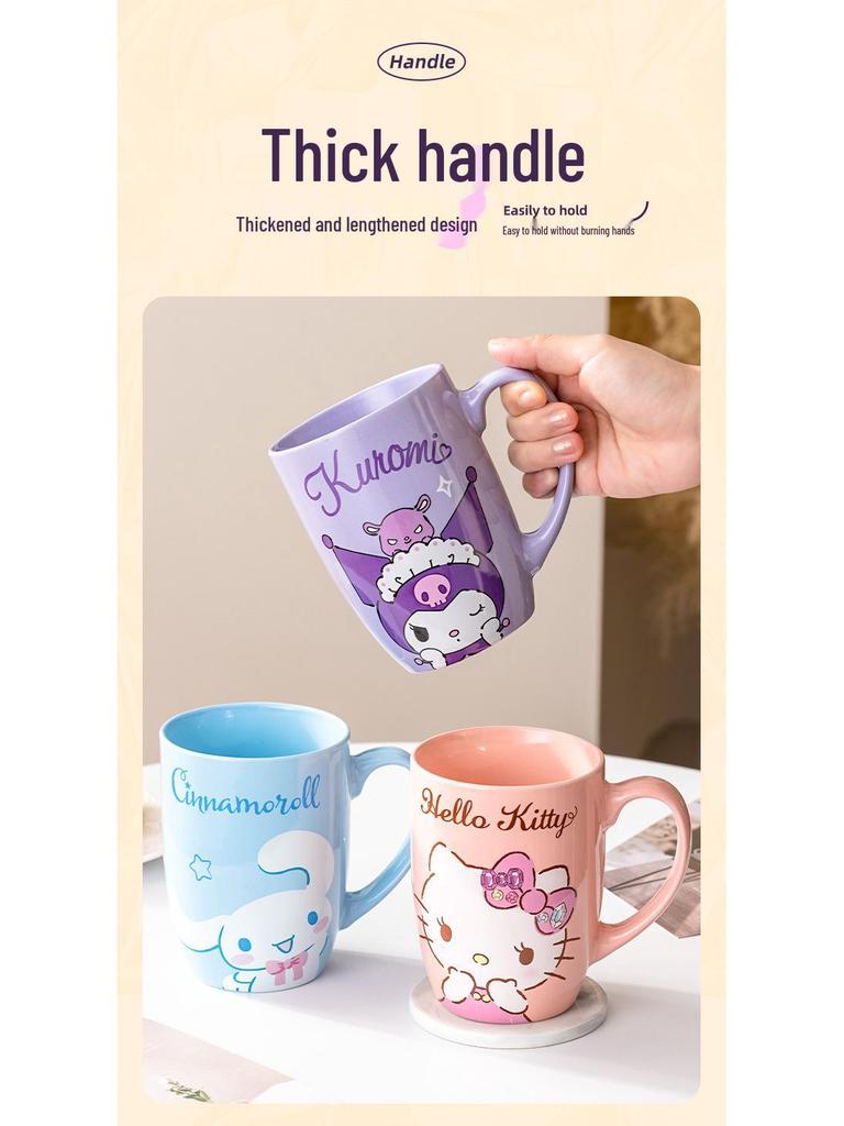Sanrio Ceramic Mug with Handle - Cute Coffee and Milk Cup for Couples