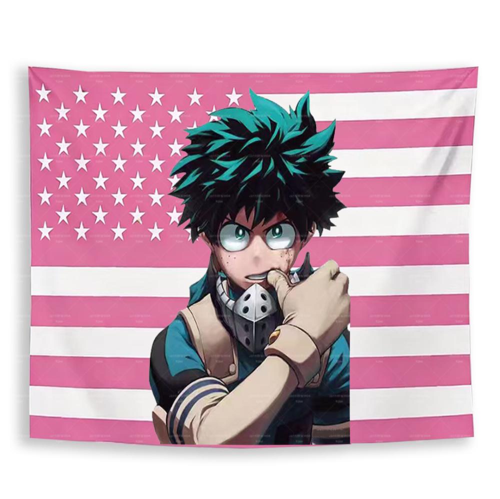 

IIzuku MMidoriya Action Anime Tapestry Wall Hanging with Free Installation Kit for Bedroom Living Room Office Party Decor 74x94cm(29x37in)